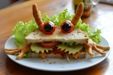 An Alien shape sandwich funny foodの素材