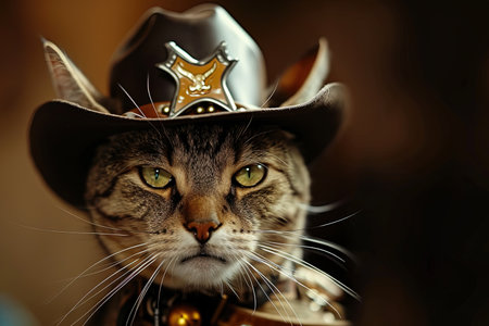 a cat sheriff, caricature illustrationの素材