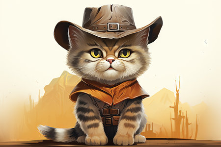 a cat sheriff, caricature illustrationの素材
