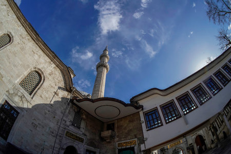 The courtyard of Eyup Sultan Camii Mosque, Istanbul, Turkeyの写真素材