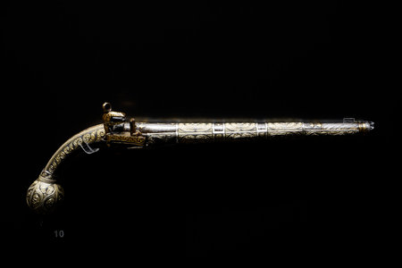 ISTANBUL - TURKEY - JANUARY 5 2024 - Turkish pistol part of the Topkapi Palace treasure along with...
