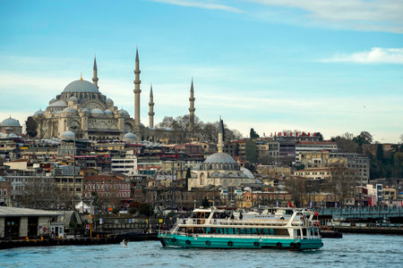 New Mosque view from Istanbul Turkey, Bosphorus cruise