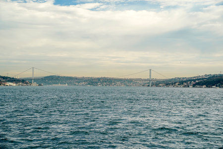 15 temmuz sehitler Koprusu bridgeIstanbul Turkey, Bosphorus cruiseの写真素材