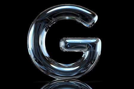 G Alphabet Letter Liquid 3D, isolated on black backgroundの素材