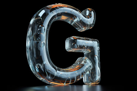 G Alphabet Letter Liquid 3D, isolated on black backgroundの素材