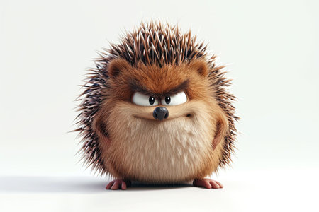 Hedgehog fluffy funny animal caricature cartoon on white background illustrationの素材