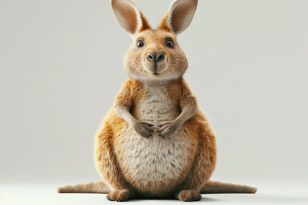 Kangaroo fluffy funny animal caricature cartoon on white background illustrationの素材