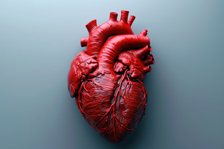 A 3D rendering interconnected blood vessels and human heart, abstractの素材