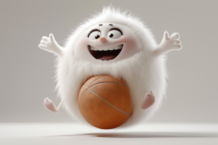 A basketball ball belly funny cute fluffy character cartoon illustrationの素材