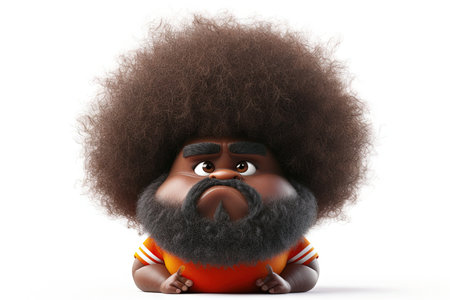 an Afro black basketball belly funny cute fluffy character cartoon illustrationの素材