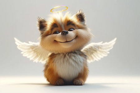 Cute Puppy dog angel fluffy character cartoon illustrationの素材