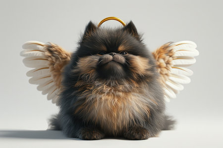 Cute Puppy dog angel fluffy character cartoon illustrationの素材