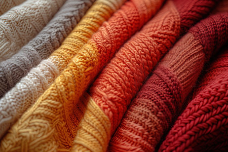 A closeup image of several colors of colorful clothesの素材