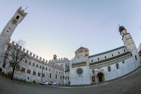 The Medieval Cathedral of San Vigilio Dome Gothic style, Trento, Italyの写真素材