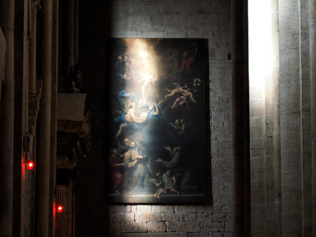 TRENTO, ITALY- FEBRUARY 11 2024: the interior of the Cathedral of San Vigilio of Trento in the Trentino-Alto Adige region.のeditorial素材