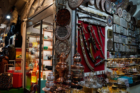 ISTANBUL, TURKEY - JANUARY 6 2024 bazaar in Istanbul. People shopping and walking through the famous...