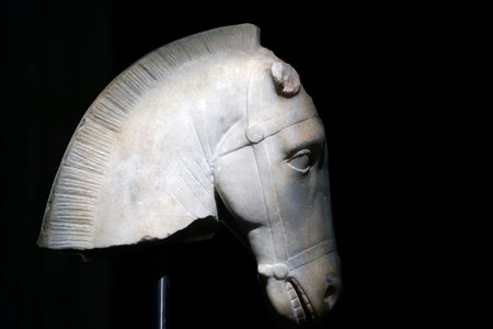 ISTANBUL, TURKEY - JANUARY 7 2024 - Istanbul Archaeological Museum. Horse Headのeditorial素材