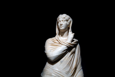ISTANBUL, TURKEY - JANUARY 7 2024 - Istanbul Archaeological Museum. Cornelia ANtonia statues