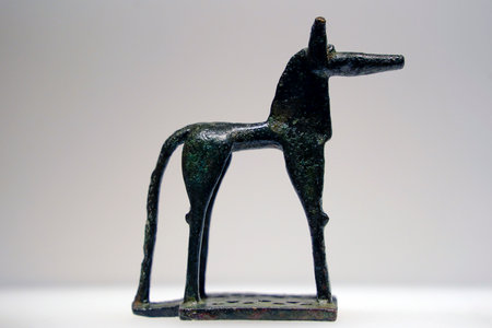ISTANBUL, TURKEY - JANUARY 7 2024 - Istanbul Archaeological Museum. Horse bronze statuette Olympia Greeceのeditorial素材