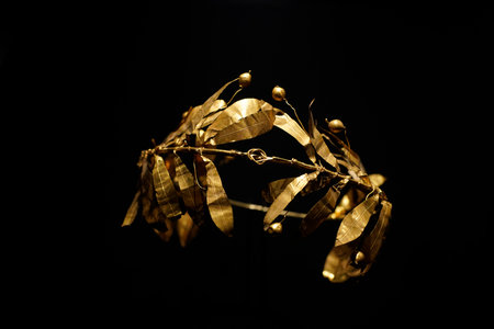 ISTANBUL, TURKEY - JANUARY 7 2024 - Istanbul Archaeological Museum. gold crownのeditorial素材