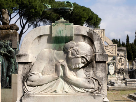 FLORENCE, ITALY - MARCH 23 2024: The monumental Cemetery of the "Porte Sante" next to the Basilica of San Miniato al Monte (St. Minias on the Mountain), in Florence, Tuscany, Italyのeditorial素材