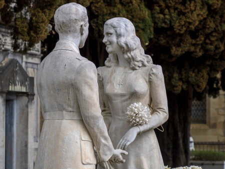 FLORENCE, ITALY - MARCH 23 2024: The monumental Cemetery of the "Porte Sante" next to the Basilica of San Miniato al Monte (St. Minias on the Mountain), in Florence, Tuscany, Italyのeditorial素材