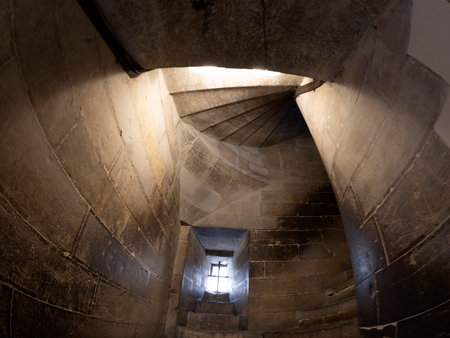 interior of stairway of Florence giotto tower detail near Cathedral Santa Maria dei Fiori,...