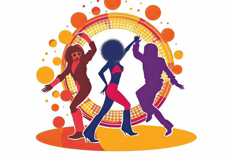 disco dancing dancer of the 70s seventies music vector illustrationのイラスト素材
