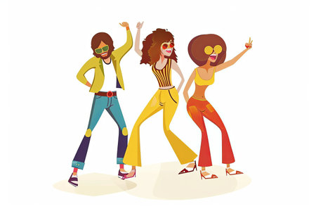 A Get down on it dancing party 70s seventies music vector illustrationのイラスト素材