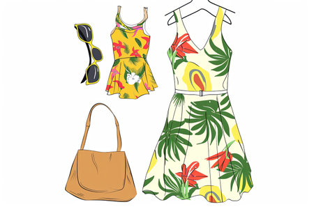 A summer female vector dress isolated on whiteのイラスト素材