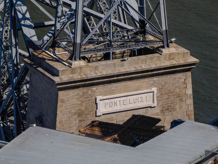 Porto an Unusual view of Luis I Bridge over Douro River, Portugal