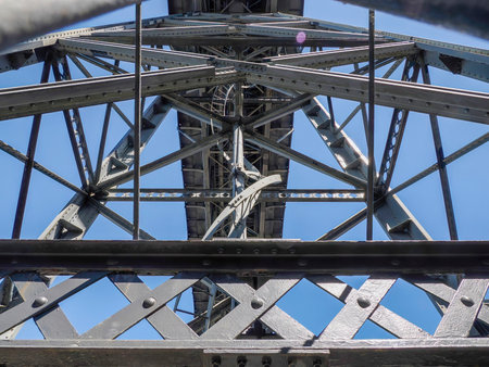 Porto an Unusual detail of Luis I Bridge over Douro River, Portugal