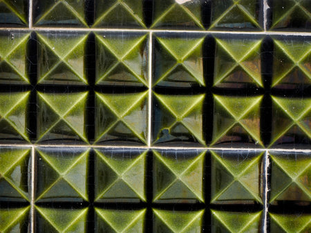 Aveiro, Portugal, Portuguese tiles Azulejo. Traditional pattern of decorating house exterior walls detailの写真素材