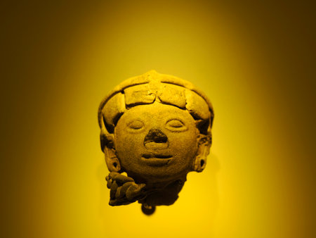 BOGOTA, COLOMBIA - JULY 3, 2024: Superb ceramic pottery on display in the Museo del Oro (Gold Museum). Isolated on backgroundのeditorial素材