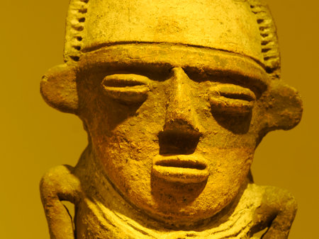 BOGOTA, COLOMBIA - JULY 3, 2024: Superb ceramic pottery on display in the Museo del Oro (Gold Museum). Isolated on backgroundのeditorial素材