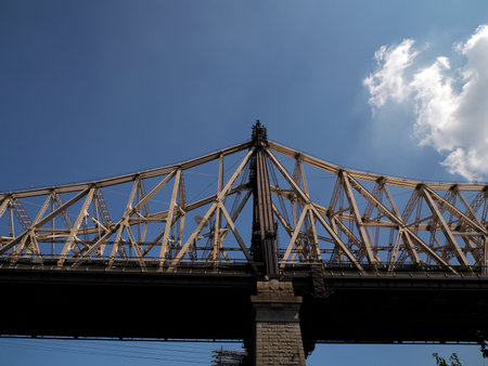 The Ed Koch Queensboro Bridge connecting new york city manhattan to Roosevelt island and Queensの写真素材