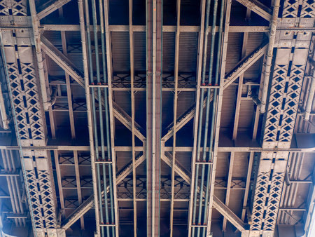 Ed Koch Queensboro Bridge connecting new york city manhattan to Roosevelt island and Queens detailの写真素材