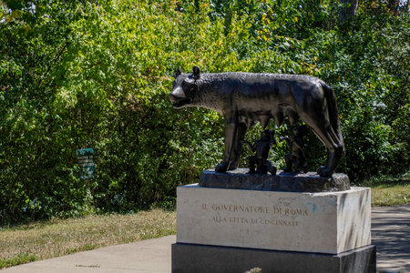 The Cincinnati wolf statue was gifted by the people of Rome, Italy, to Cincinnati in commemoration of the Roman patrician and leader Cincinnatus, for whom Cincinnati is named.の写真素材