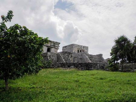 Tulum maya historical archaeological site ruins yucatan mexicoの写真素材