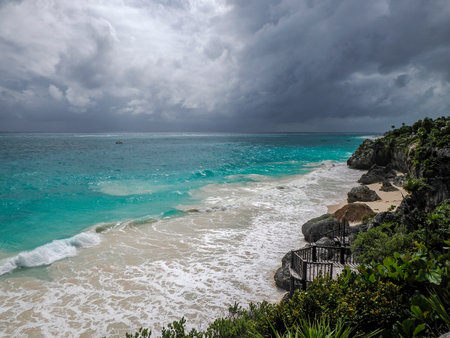 Tulum maya historical archaeological site ruins yucatan mexicoの写真素材