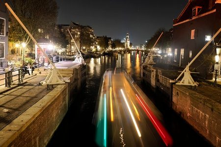 amsterdam channel view at night cityscape