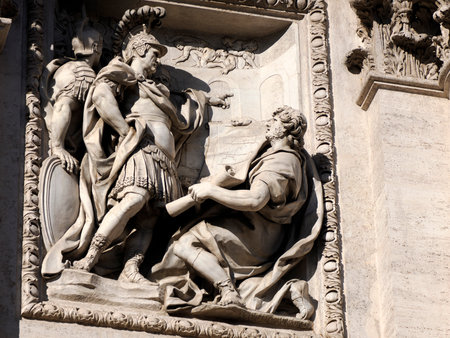 trevi fountain under restoration detailの写真素材