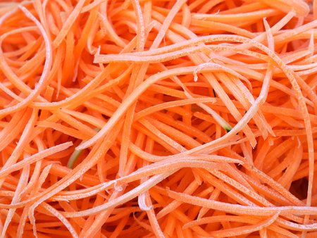 Orange Raw carrot spaghetti noodles detailの写真素材