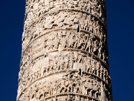 The Column of Marcus Aurelius in Rome detailの写真素材