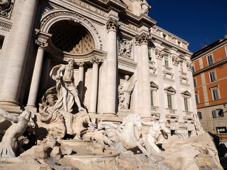 trevi fountain under restoration detailの写真素材
