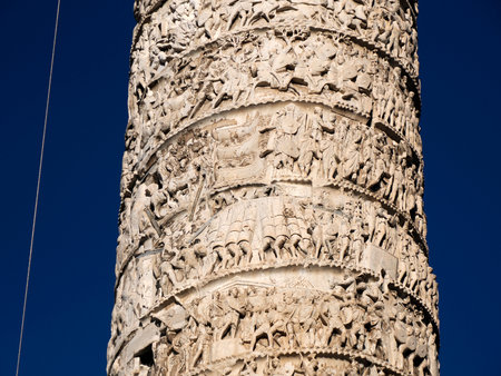 The Column of Marcus Aurelius in Rome detailの写真素材