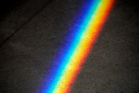 The Natural Light refraction in Rainbow inside ancient stone buildingの写真素材