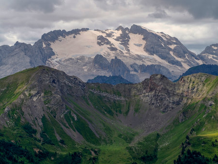 marmolada glacier on dolomites panorama Italyの写真素材