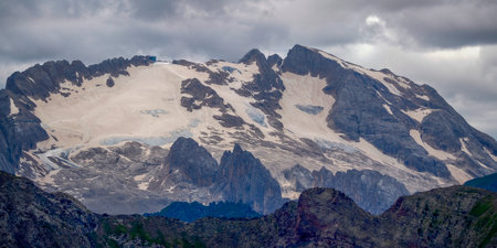 marmolada glacier on dolomites panorama Italyの写真素材
