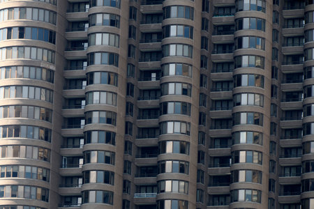 new york manhattan view from East river boat cruise detail of skyscraperの写真素材